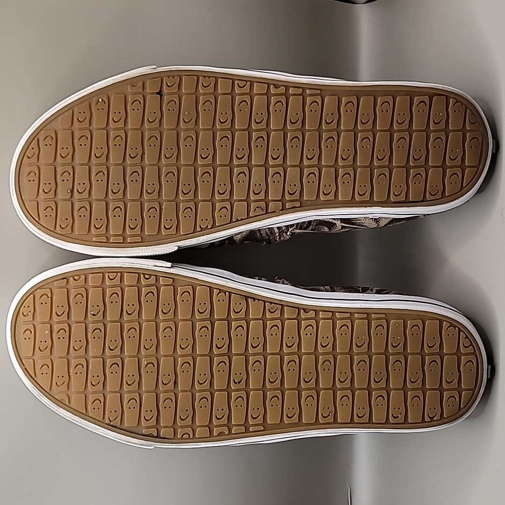 SANUK Sidewalk Surfers Shoes Men's Sz 9 Brown Frayed Palms Canvas Slip-On Beachy - Picture 6 of 10